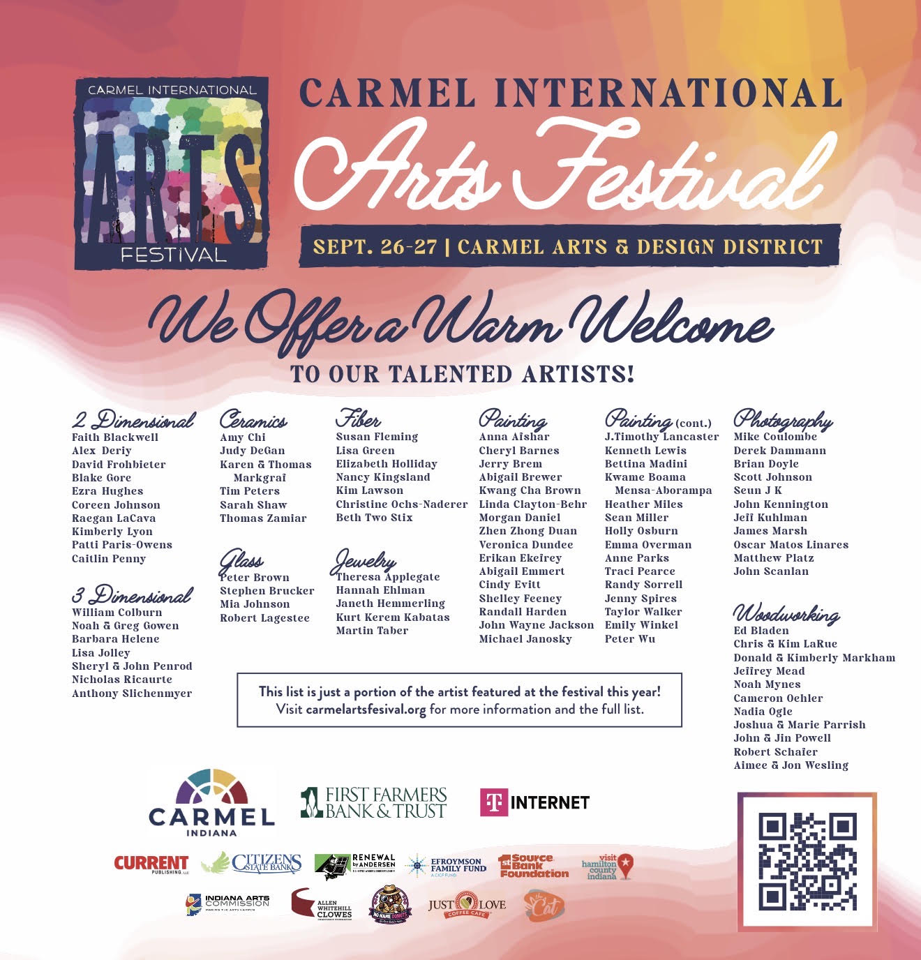 Carmel International Arts Festival stage schedule graphic