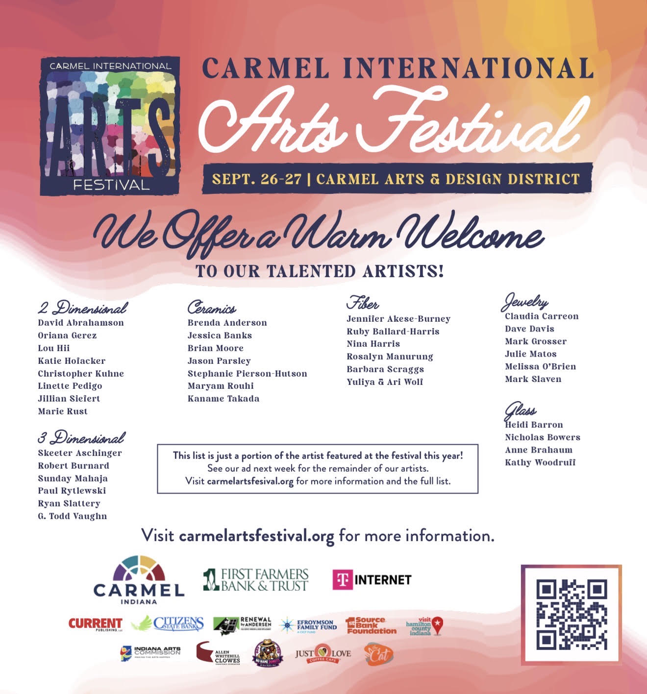 Carmel International Arts Festival event information graphic