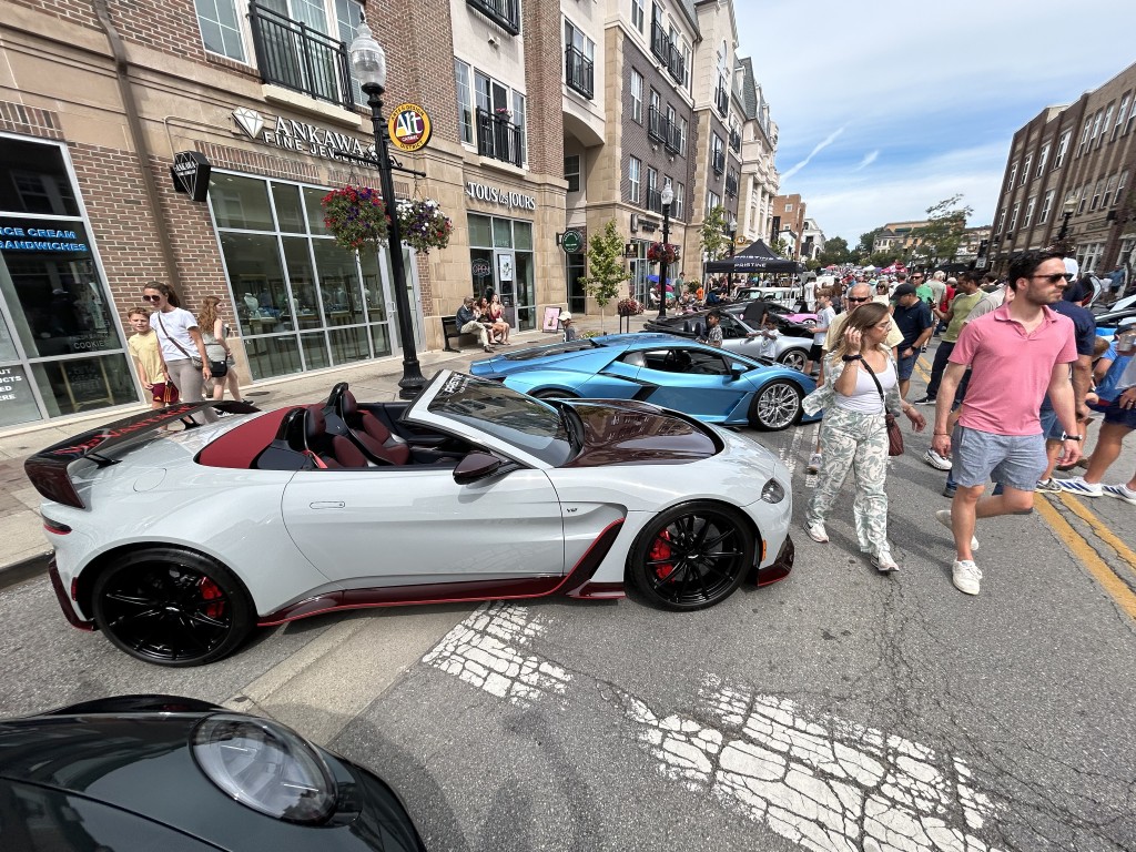 An Aston Martin on display at Artomobilia in Carmel, Indiana