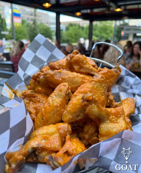 Traditional wings at The Goat overlooking the Monon Trail in Midtown Carmel