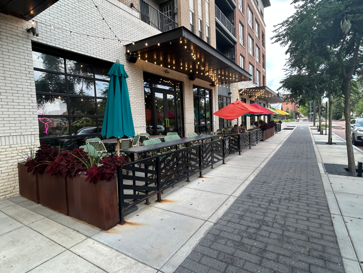 Social Cantina's front patio facing the Monon Trail in Midtown Carmel