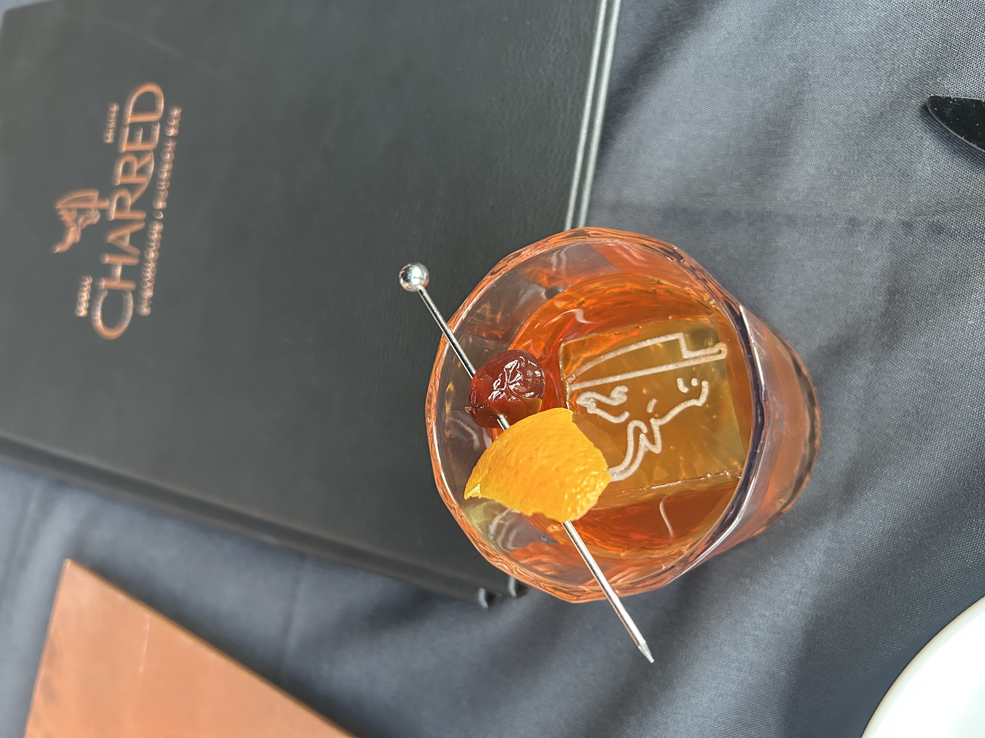 Old Fashioned cocktail at Charred Steakhouse in Carmel City Center