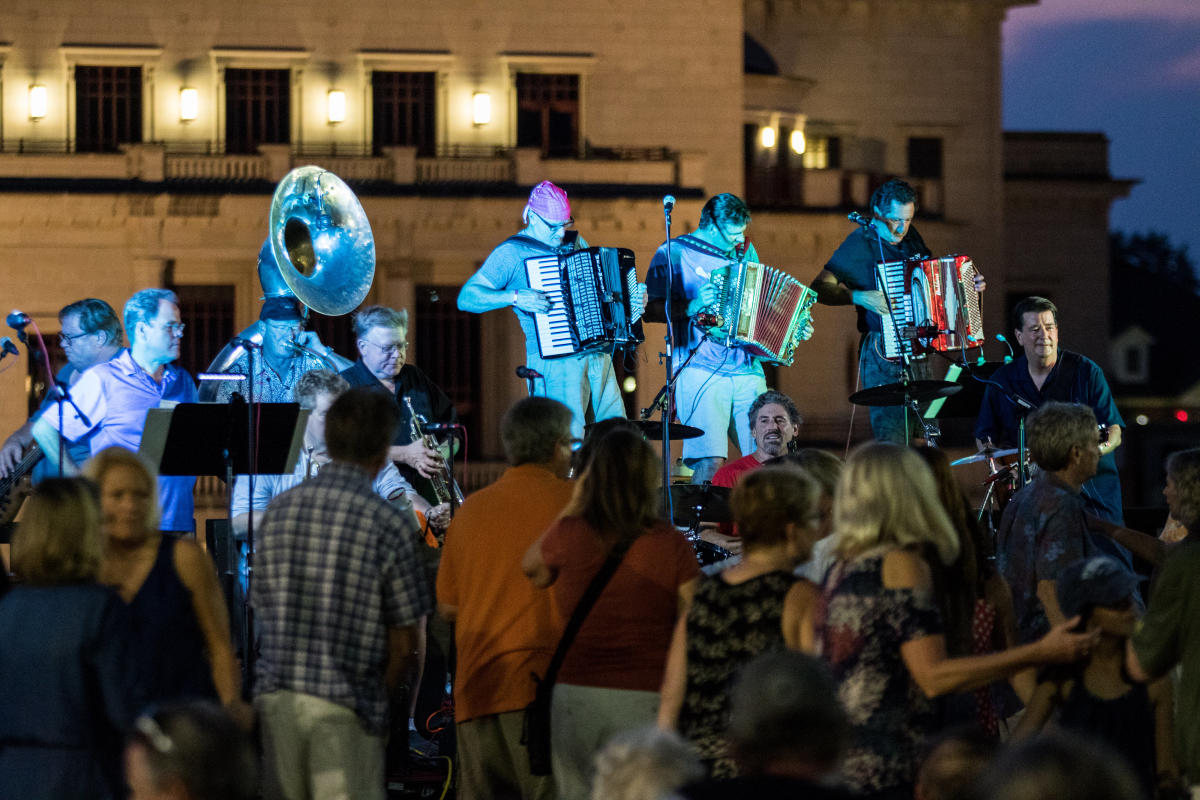 Der Polkatz performing on stage at Carmel Oktoberfest