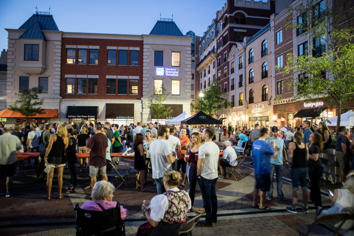 Crowd gathered on the plaza at Carmel City Center for Oktoberfest