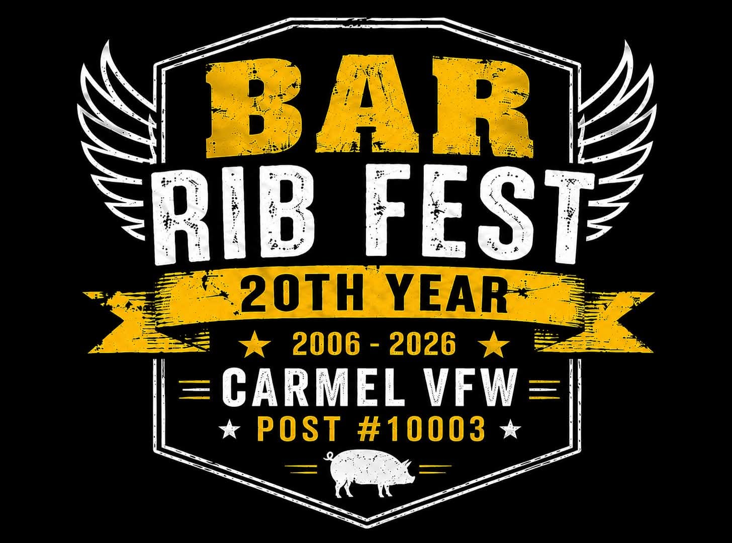 Promotional graphic for the 20th annual BAR Rib Fest at Carmel VFW Post 10003