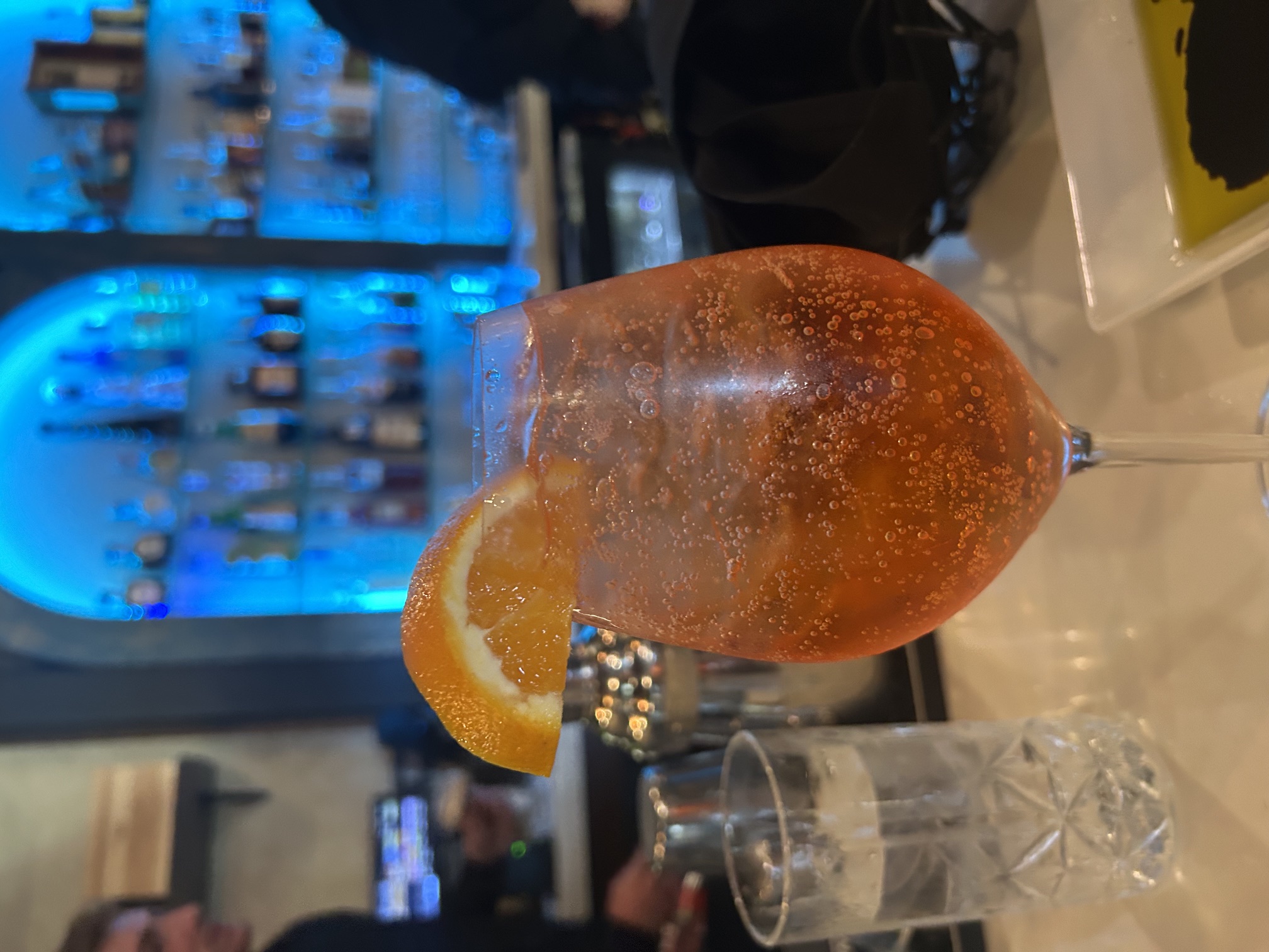 A True Italian Spritz with Aperol, prosecco, and an orange slice at Ristorante Roma in Carmel, Indiana